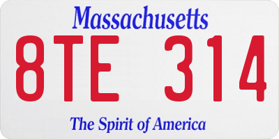 MA license plate 8TE314