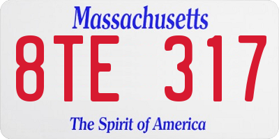 MA license plate 8TE317