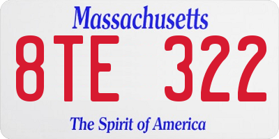 MA license plate 8TE322