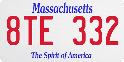 MA license plate 8TE332