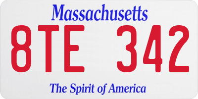 MA license plate 8TE342