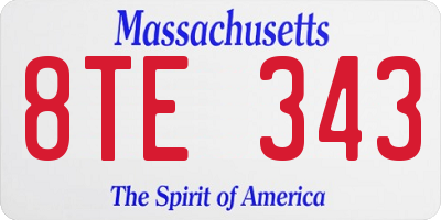 MA license plate 8TE343
