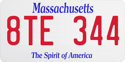 MA license plate 8TE344