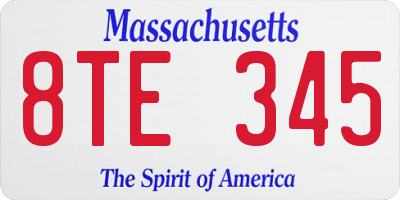 MA license plate 8TE345
