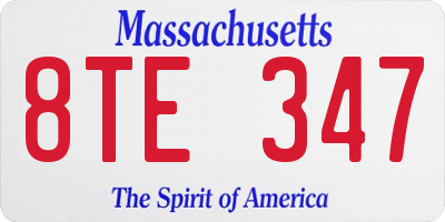 MA license plate 8TE347
