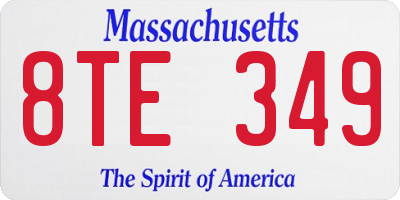 MA license plate 8TE349