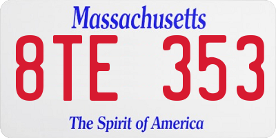 MA license plate 8TE353