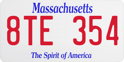 MA license plate 8TE354