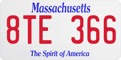 MA license plate 8TE366