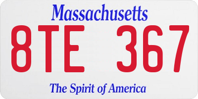 MA license plate 8TE367