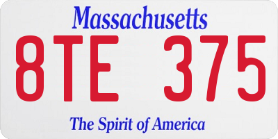 MA license plate 8TE375