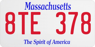 MA license plate 8TE378