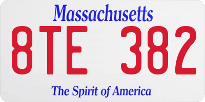 MA license plate 8TE382