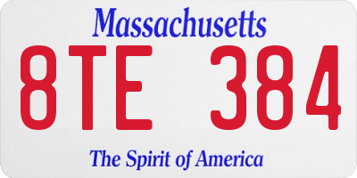 MA license plate 8TE384