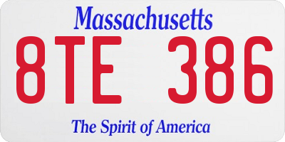 MA license plate 8TE386