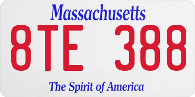 MA license plate 8TE388