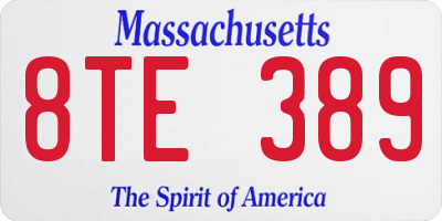 MA license plate 8TE389