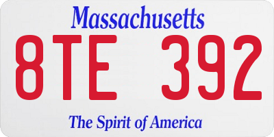 MA license plate 8TE392