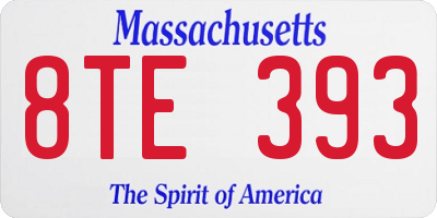 MA license plate 8TE393
