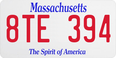 MA license plate 8TE394