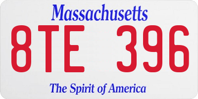 MA license plate 8TE396
