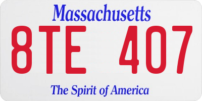 MA license plate 8TE407