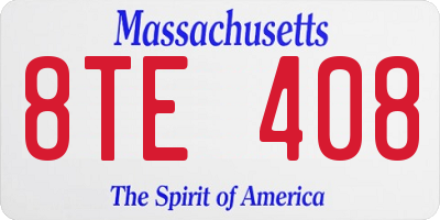 MA license plate 8TE408