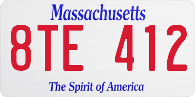 MA license plate 8TE412