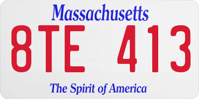 MA license plate 8TE413