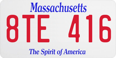MA license plate 8TE416