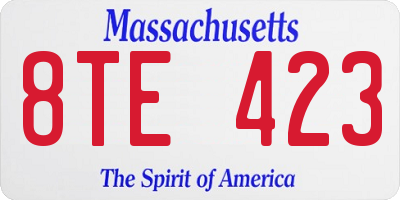 MA license plate 8TE423
