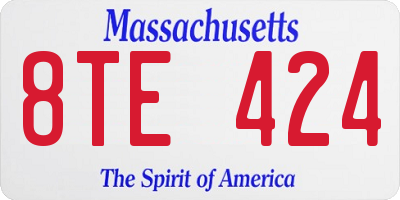 MA license plate 8TE424