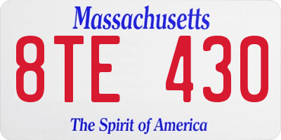 MA license plate 8TE430