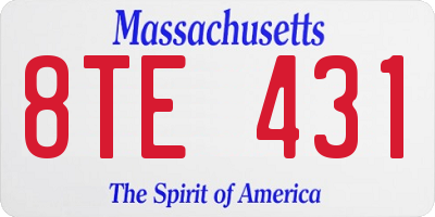 MA license plate 8TE431
