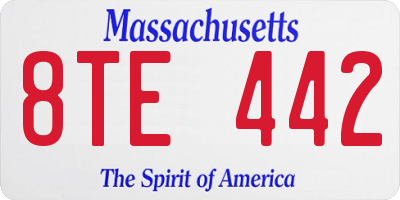 MA license plate 8TE442