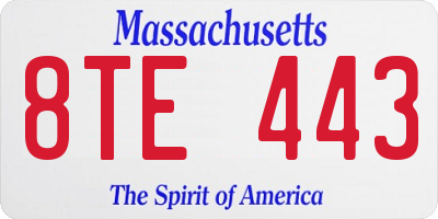 MA license plate 8TE443