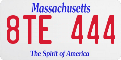 MA license plate 8TE444