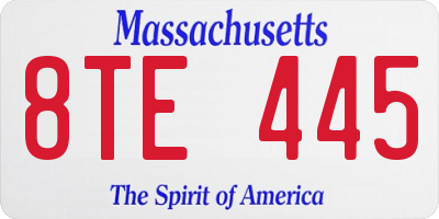 MA license plate 8TE445