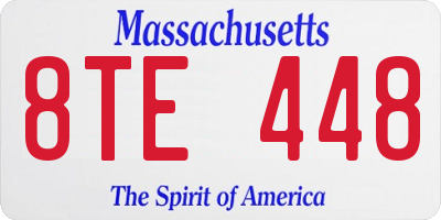 MA license plate 8TE448