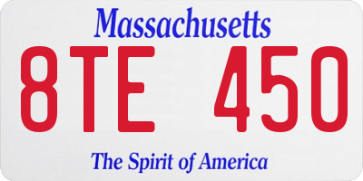 MA license plate 8TE450