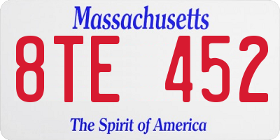 MA license plate 8TE452