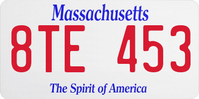 MA license plate 8TE453