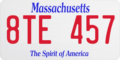 MA license plate 8TE457