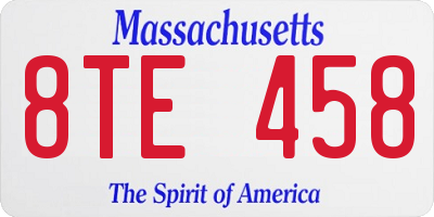 MA license plate 8TE458