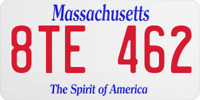 MA license plate 8TE462