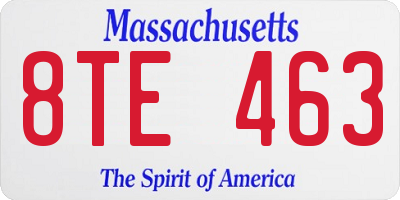 MA license plate 8TE463