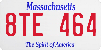 MA license plate 8TE464