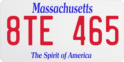 MA license plate 8TE465