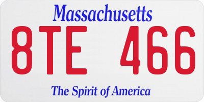 MA license plate 8TE466