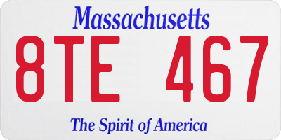 MA license plate 8TE467